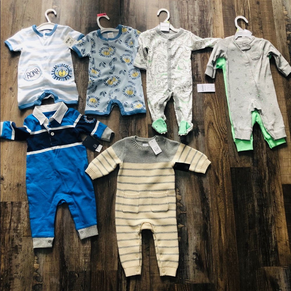Seven baby boy pieces aged 3 to 3-6 months.